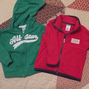 2 Carter’s 9 month zip up sweatshirts!